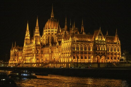 Parliament by night, Budapest, Hungary