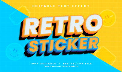 retro sticker vector text effect editable