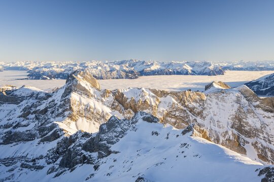 View from S&auml;ntis with view of Altmann, Alpstein, Appenzell, Switzerland
