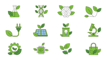 Eco friendly icons for sustainable living and green technology