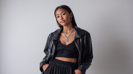 Style and Serenity: A poised individual exudes confidence and a sense of calm, embodying a unique blend of elegance and tranquility. 