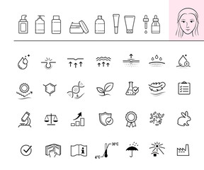 Set of icons for cosmetic design. The outline icons are well scalable and editable. Contrasting elements are good for different backgrounds. EPS10.