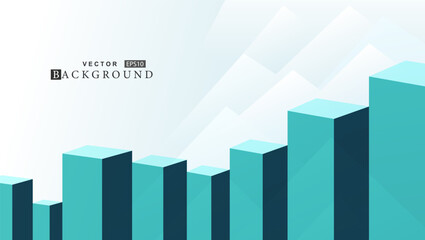 Abstract blue business background with growing bar chart, corporate finance and investment concept. Minimal corporate vector design suitable for presentations, reports, web layouts, banners