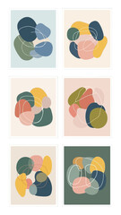 Fototapeta premium Abstract Shapes Set, Organic Forms, Pastel Colors, Modern Art Prints