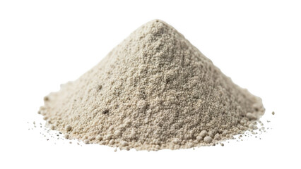 Pile of light beige powder with dark specks on black background fine