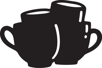 Obraz premium Two black coffee cups icon