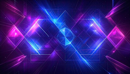 Geometric design with purple and blue hues, creating a symmetrical, vibrant background
