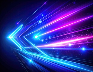 Dynamic, abstract composition featuring vibrant neon lines radiating outward against a dark backdrop