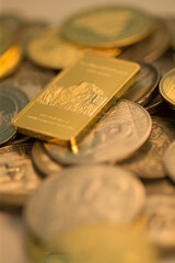 Gold Bullion Bar and Coins - Wealth and Investment Symbol