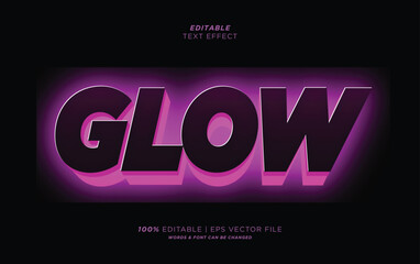 Editable text effect, Glow neon text with modern color style