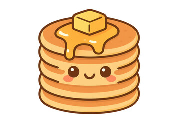 Cute pancake stack with butter and syrup