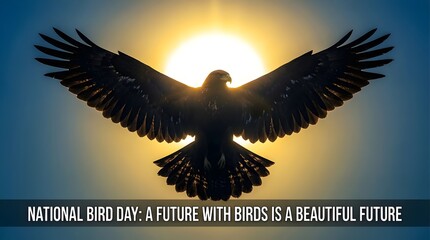 Majestic eagle soaring towards a bright future with outstretched wings