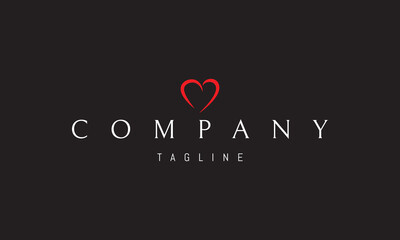 A vector red logo featuring an abstract image a heart silhouette in a clean minimal style, symbolizing love, care, and emotional warmth.