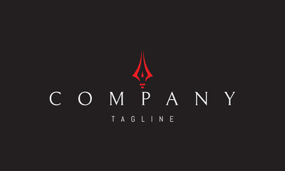 A vector red logo featuring an abstract image a lantern shaped like a spear point, symbolizing guidance, strength, and focused light.