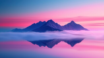 Obraz premium Surreal floating mountains under dreamy sunset sky, fantastical and imaginative