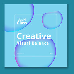 Fototapeta premium Abstract liquid glass effect background template showcases creative visual balance with vibrant futuristic aesthetics.