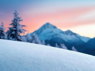 Snowstorm clearing to reveal vivid sunset sky over dramatic mountain ridge
