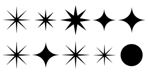 Collection of stars and orbs isolated on transparent background