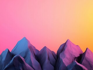 Vertical frame of tall jagged peaks piercing a colorful dusk sky, bold and dramatic