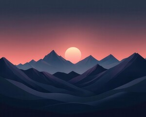 Dramatic timelapse inspired mountain scene with changing sunset sky gradients