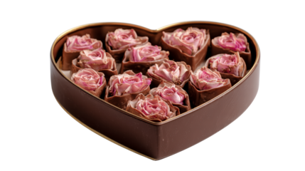 Heart shaped box filled with rose chocolates a delicious valentines gift showcasing love and sweetness delightful treat for anniversary