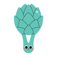 Artichoke Vegetable Flat Vector Illustration