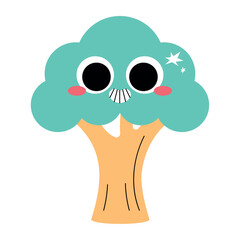 Green Broccoli Flat Vector Illustration