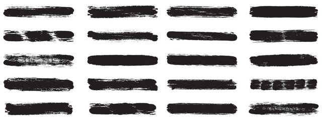 Brush strokes vector. Paint, ink brush, brush strokes, brushes, lines, frames, buttons, grungy rough grunge thick paint line texture.