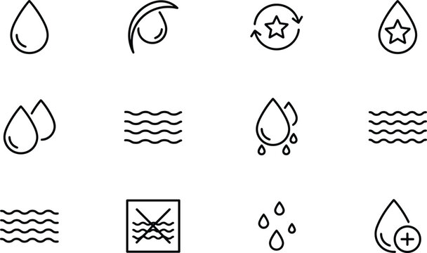 Comprehensive collection of thin line icons representing medical infusion therapy intravenous drip bags for hospital saline solution and healthcare treatment