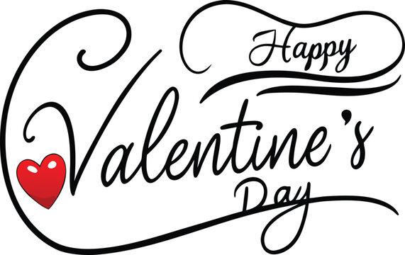 Adobe Illustrator Artwork  Happy Valentines Day typography poster with handwritten calligraphy text, Vector illustration 
