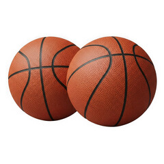 Fototapeta premium Two brown basketballs with black lines on a white background