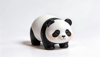Sweet tiny panda collectible with rosy cheeks on a clean background