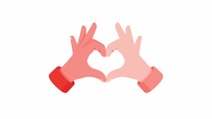 Two hands forming a heart shape with a gradient of pink and red colors, symbolizing love and affection