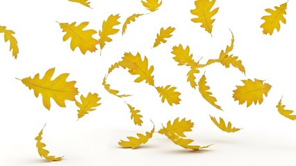 Delicate golden foliage gracefully drifting in a serene and minimalist composition
