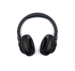 Black wireless over-ear headphones on a white background 