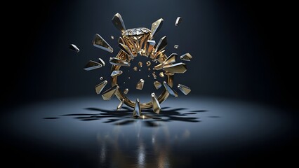 Shattered promise: A diamond ring breaks apart symbolizing the end of commitment relationship or