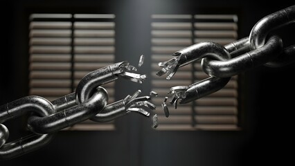 Symbolic representation of shattered connections reflecting freedom and new beginnings with the