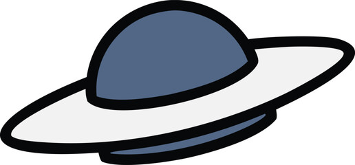 A cartoon illustration of a planet with a ring in space © XzBot