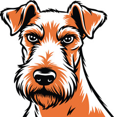 Vibrant orange and white dog portrait with bold black outlines