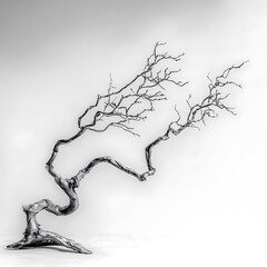Gnarled tree branch minimalist black and white abstract art high resolution image