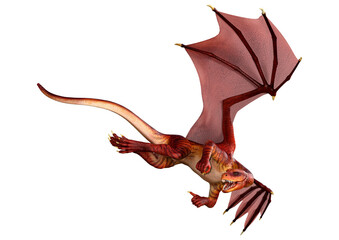 3D Rendering Fairy Tale Dragon on White