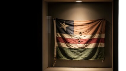 Vintage Tattered Flag Displaying Historical Obsolete Flags Design with Single Star and Faded Stripes Symbolizing National Heritage and Past Eras