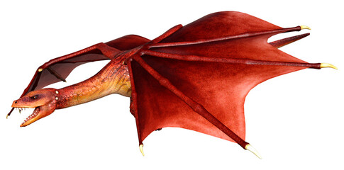 3D Rendering Fairy Tale Dragon on White