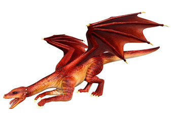 3D Rendering Fairy Tale Dragon on White