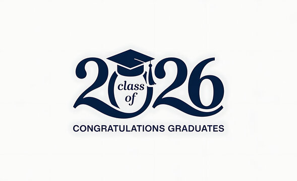 Congratulations graduates class of 2026 decorative emblem with graduation cap