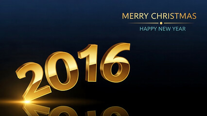 Happy new year 2016 gold numbers on dark blue background, christmas greeting