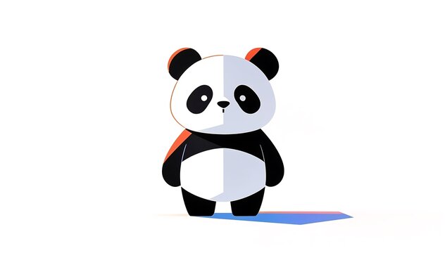 Adorable pixelated panda illustration standing quietly on a clean surface