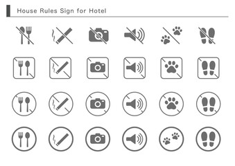 ホテル・宿泊施設向け 館内ルール案内用ピクトグラムアイコンセット