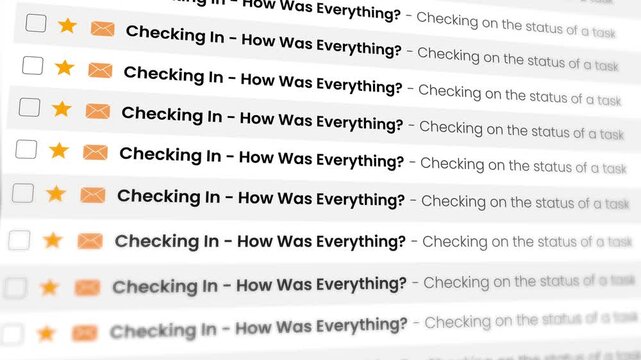 Checking In emails appear messages 3d scroll animation isolated on white background