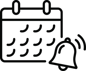 Digital calendar reminder icon with a ringing bell for timely event notifications